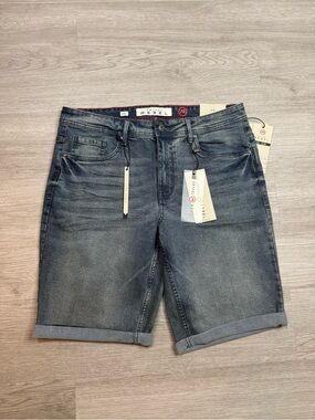 rebels Men's Washed Blue Denim Jean Shorts size 34 brand new